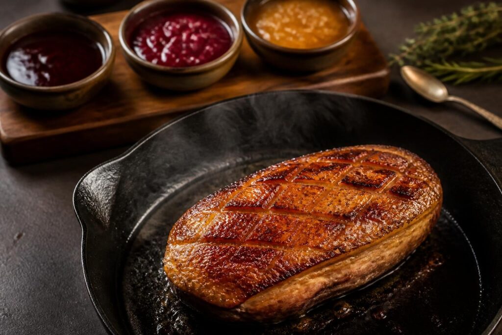 découvrez comment réussir la cuisson parfaite du magret de canard à la poêle et accompagnez-le de sauces savoureuses pour un repas gourmet.