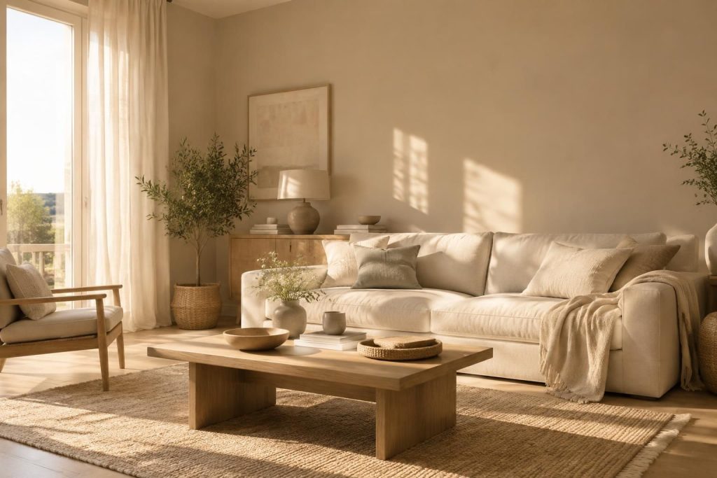 Couleur lin clair et naturel en peinture pour une ambiance douce et chaleureuse