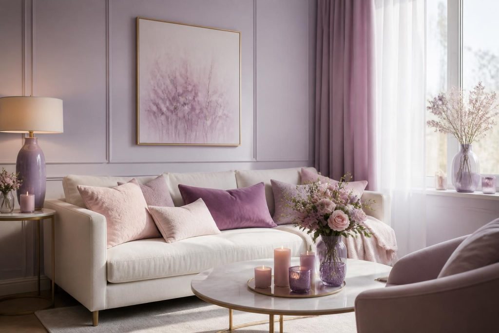 Couleur parme et ses déclinaisons pastel, rose et lilas pour une déco douce