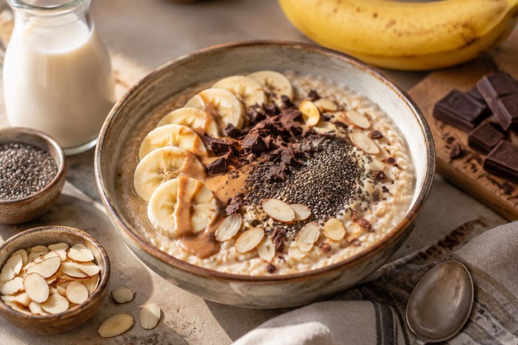 Porridge au lait d’amande : recettes gourmandes avec banane, chia ou chocolat