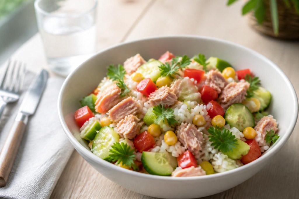 découvrez des recettes faciles de salade de riz au thon, parfaites pour un repas rapide, sain et plein de saveurs. idéal pour les déjeuners légers ou les dîners express.