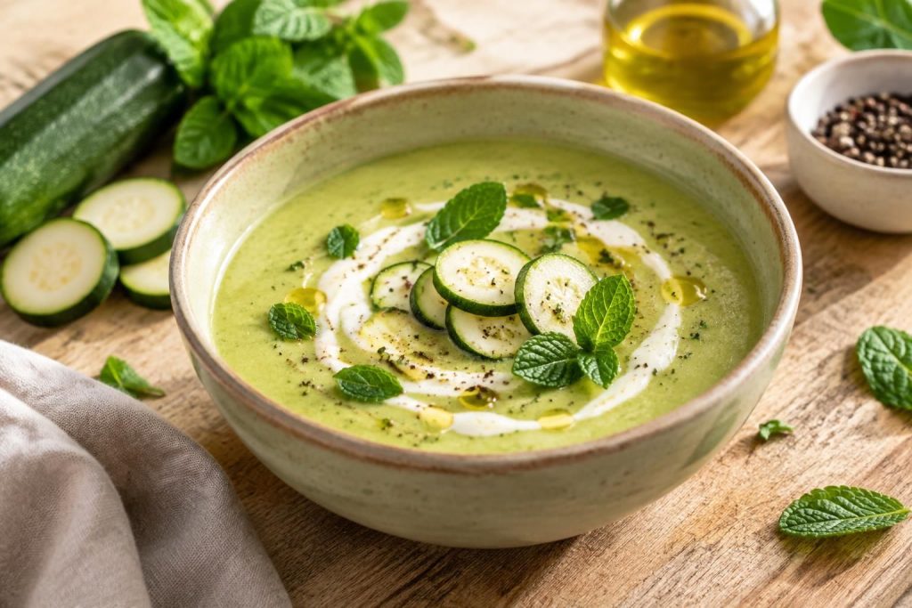 découvrez une soupe de courgette originale, à déguster froide ou chaude, relevée de menthe fraîche ou adoucie avec de la vache qui rit.